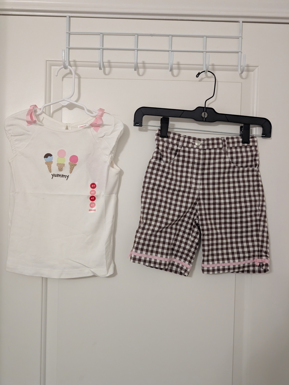 Gymboree Ice Cream Social 2pc Outfit NWT Top 4T Gingham Shorts 5T 2007